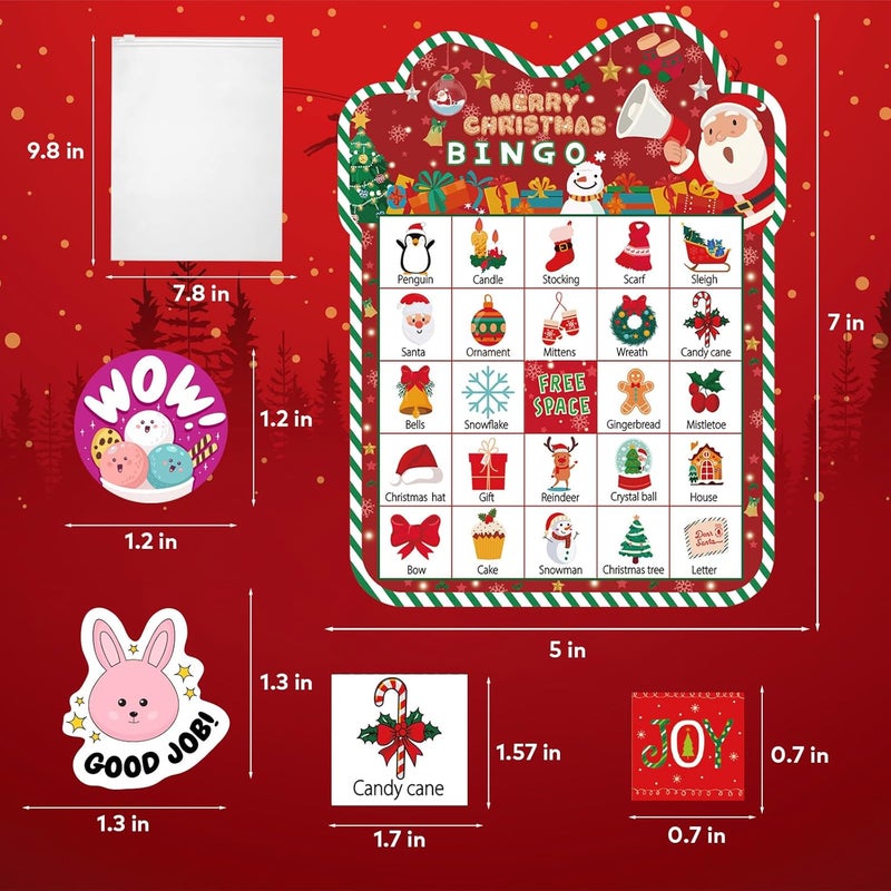 CRYSFIY Christmas Bingo Game, 24 Players Christmas Bingo Cards,Christmas Party Game for Classroom Activities, School Carnivals, Office Events, Family Nights,and Holiday Entertainment, Christmas Party Supplies - Image 5